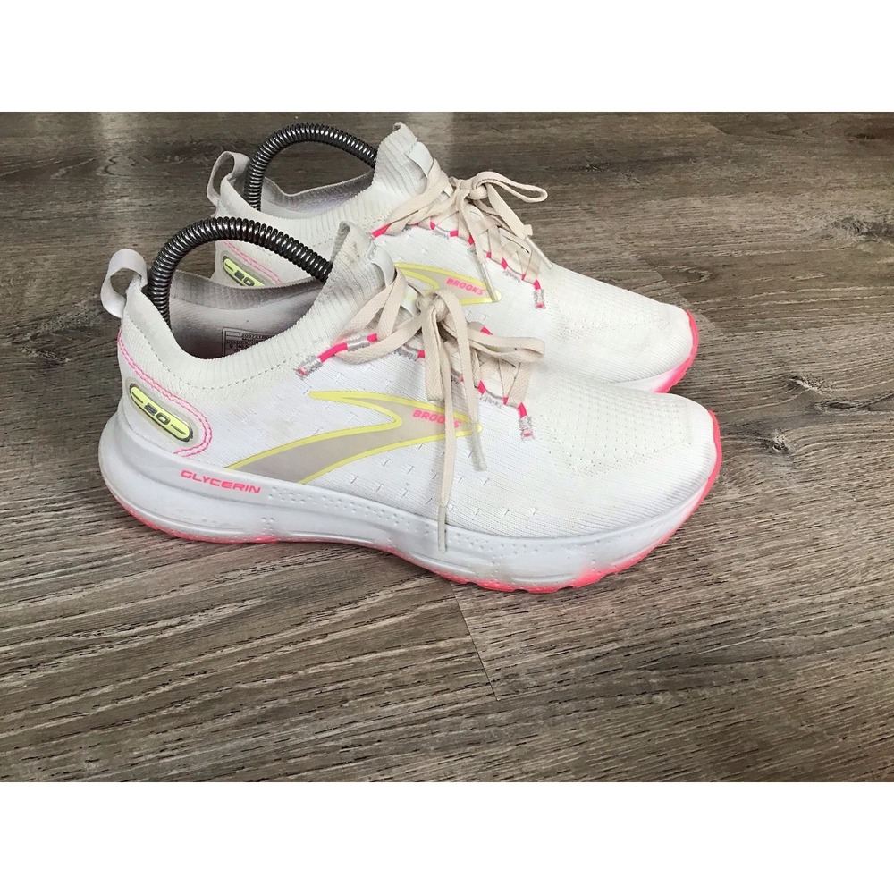 Brooks Glycerin Stealthfit 20 White Pink Running Women's Size 9 B 1203721B067
